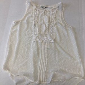Daniel Rainn Ivory Sleeveless Blouse  with Crochet